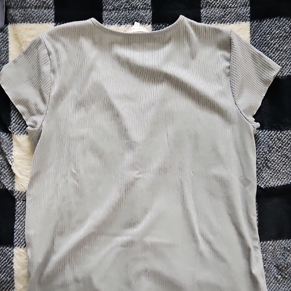 Rampage Gray Ribbed Knit Top - Picture 4 of 4